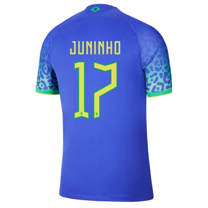 Homme Maillot Brésil Juninho #17 Bleu Tenues Extérieur 22-24 T-shirt Suisse