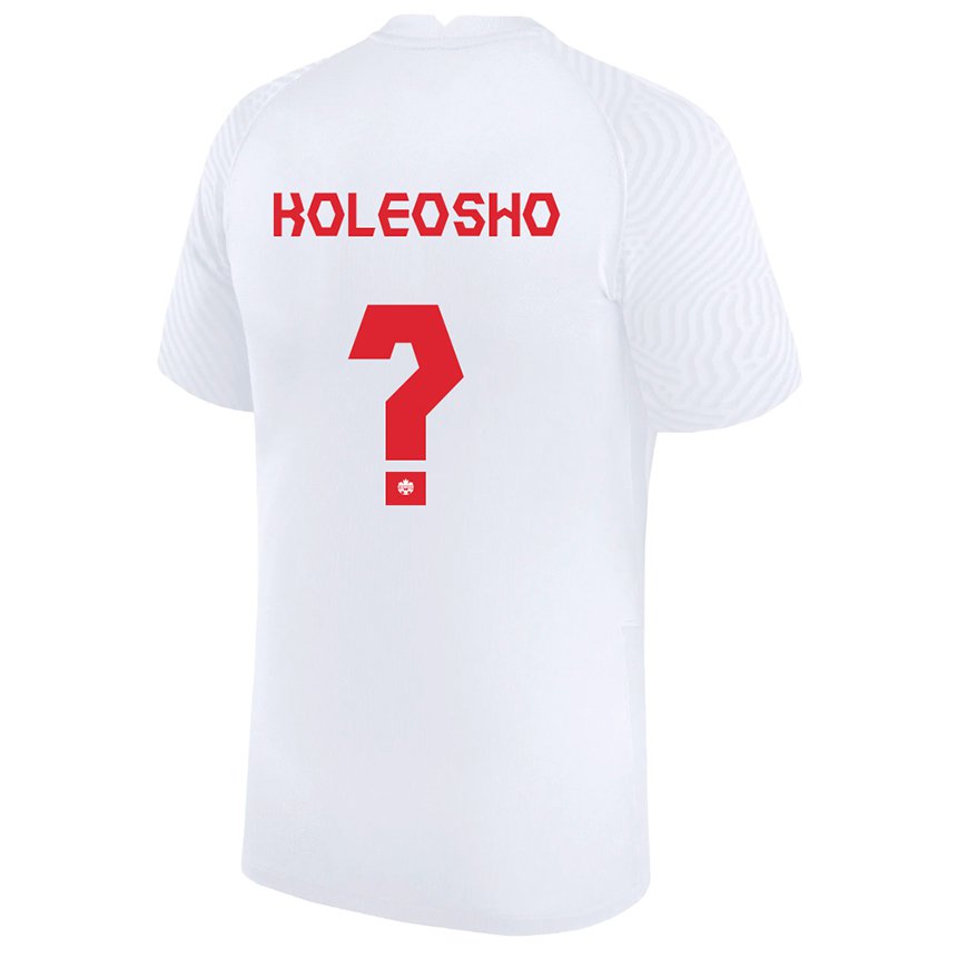 Homme Maillot Canada Luca Koleosho #0 Blanc Tenues Extérieur 22-24 T-shirt Suisse