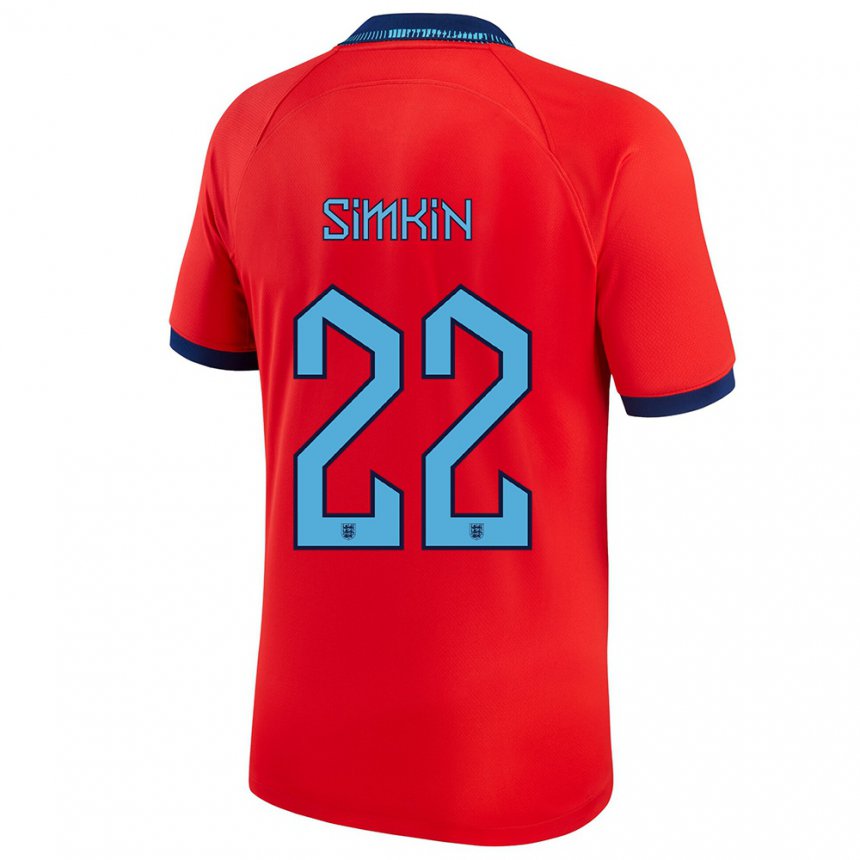 Homme Maillot Angleterre Tommy Simkin #22 Rouge Tenues Extérieur 22-24 T-shirt Suisse