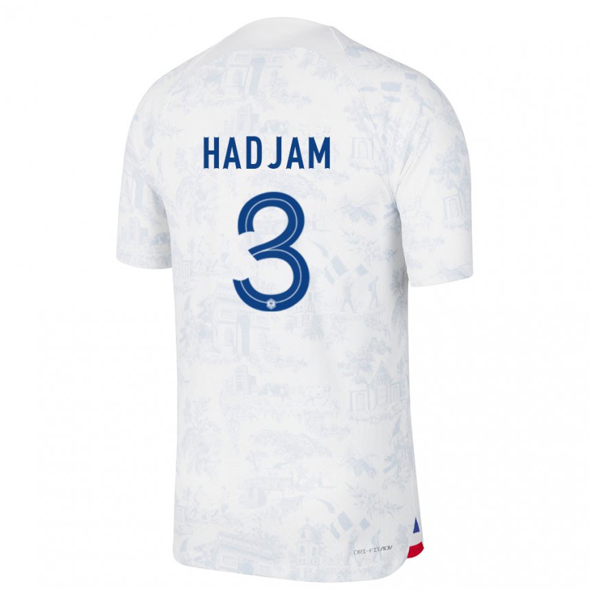 Homme Maillot France Jaouen Hadjam #3 Blanc Bleu  Tenues Extérieur 22-24 T-shirt Suisse