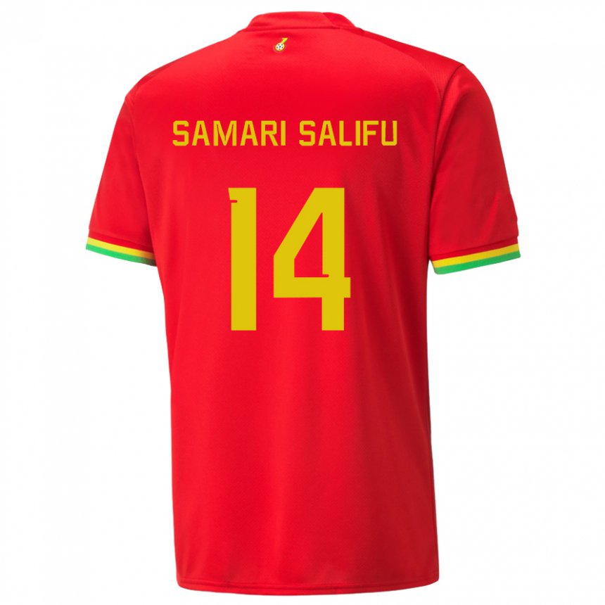 Homme Maillot Ghana Abass Samari Salifu #14 Rouge Tenues Extérieur 22-24 T-shirt Suisse