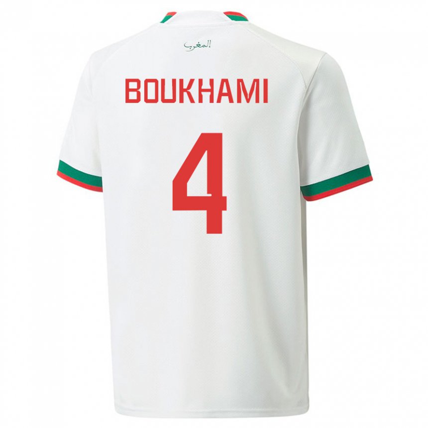 Homme Maillot Maroc Siham Boukhami #4 Blanc Tenues Extérieur 22-24 T-shirt Suisse