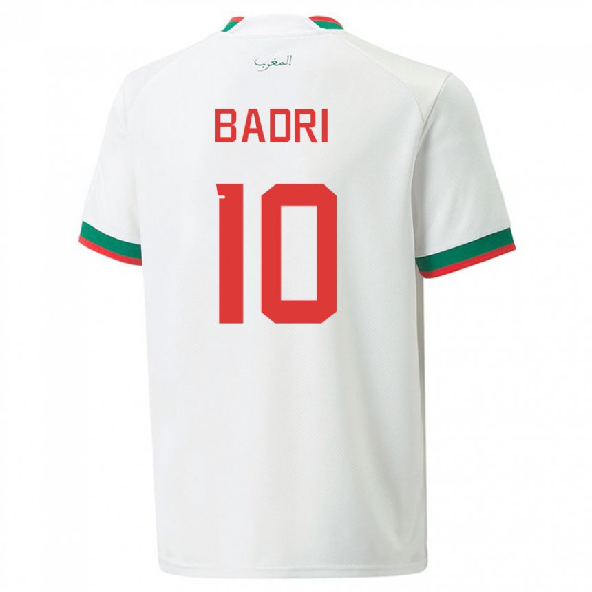 Homme Maillot Maroc Najat Badri #10 Blanc Tenues Extérieur 22-24 T-shirt Suisse