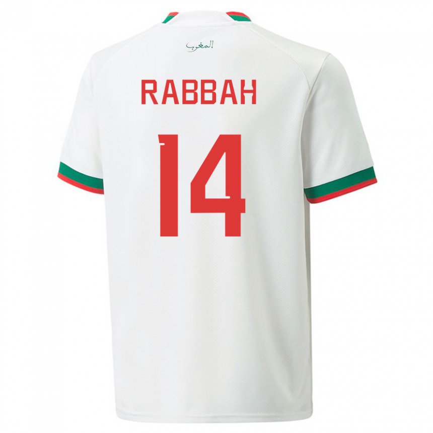 Homme Maillot Maroc Aziza Rabbah #14 Blanc Tenues Extérieur 22-24 T-shirt Suisse