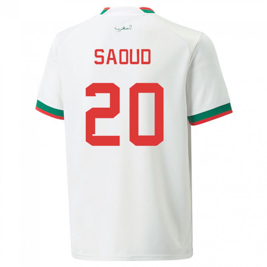 Homme Maillot Maroc Imane Saoud #20 Blanc Tenues Extérieur 22-24 T-shirt Suisse