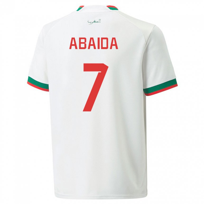 Homme Maillot Maroc Haitam Abaida #7 Blanc Tenues Extérieur 22-24 T-shirt Suisse