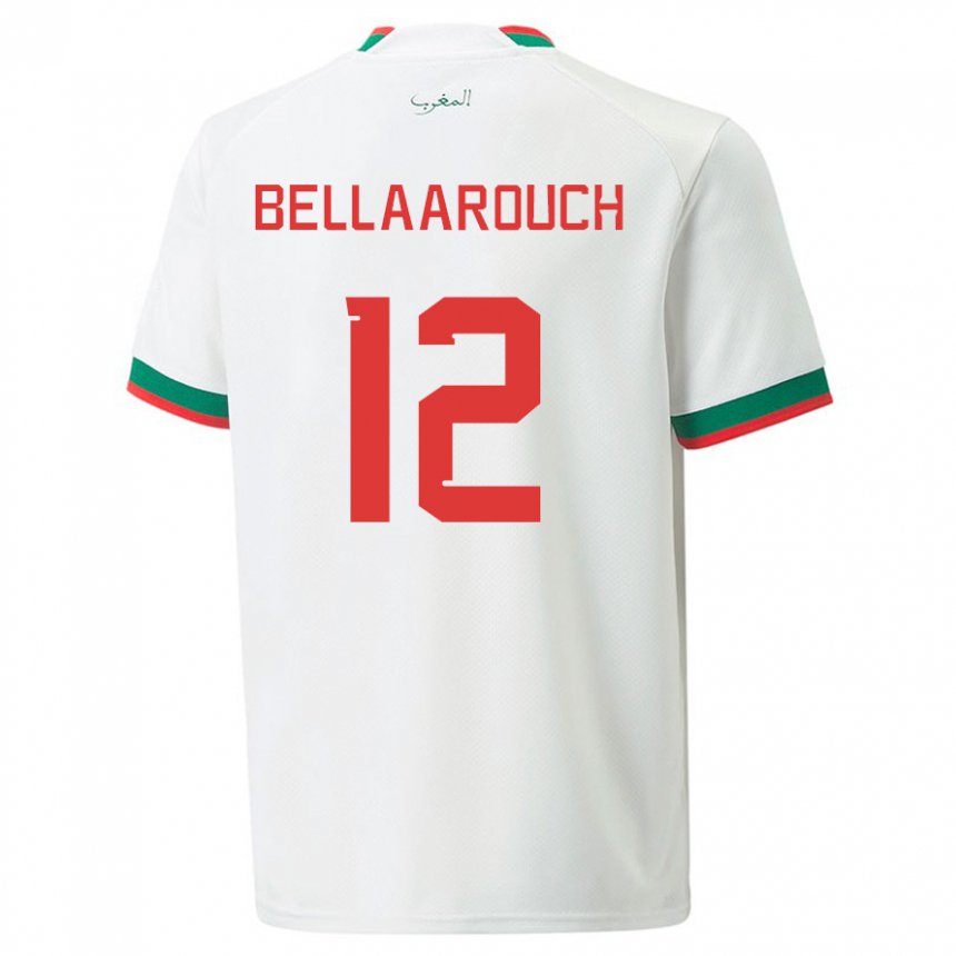 Homme Maillot Maroc Alaa Bellaarouch #12 Blanc Tenues Extérieur 22-24 T-shirt Suisse