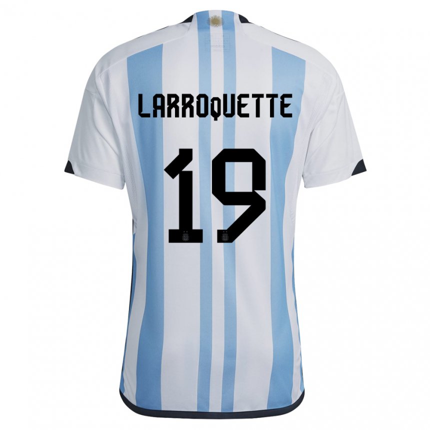 Femme Maillot Argentine Mariana Larroquette #19 Blanc Bleu Ciel Tenues Domicile 22-24 T-shirt Suisse