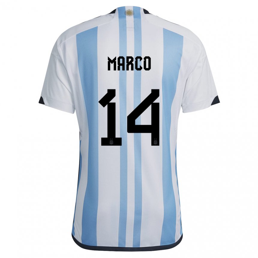 Femme Maillot Argentine Francisco Marco #14 Blanc Bleu Ciel Tenues Domicile 22-24 T-shirt Suisse