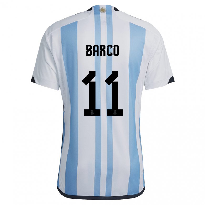 Femme Maillot Argentine Ezequiel Barco #11 Blanc Bleu Ciel Tenues Domicile 22-24 T-shirt Suisse