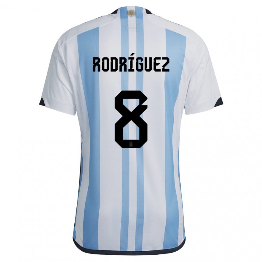 Femme Maillot Argentine Agustin Rodriguez #8 Blanc Bleu Ciel Tenues Domicile 22-24 T-shirt Suisse