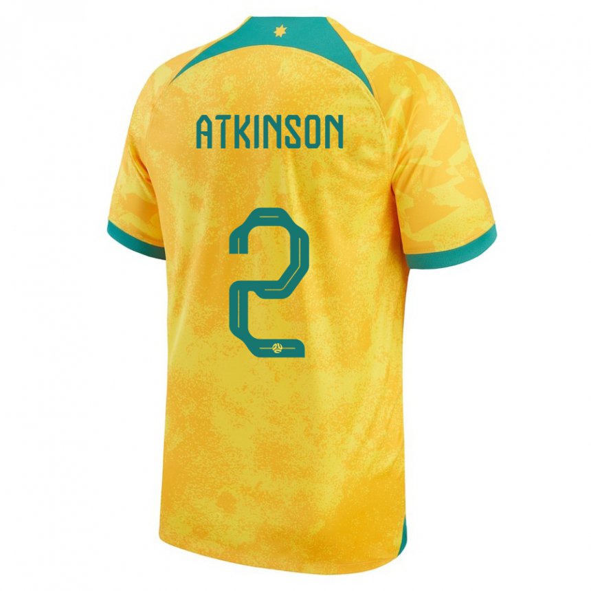 Damen Australische Nathaniel Atkinson #2 Gold Heimtrikot Trikot 22-24 T-shirt Schweiz