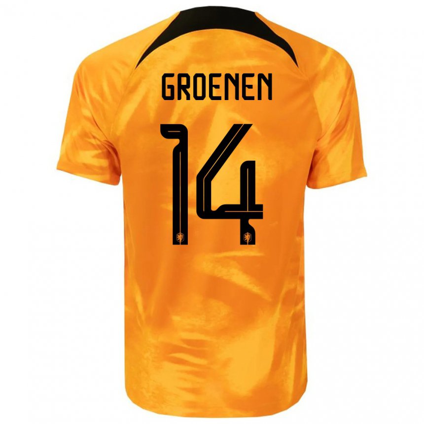 Femme Maillot Pays-bas Jackie Groenen #14 Orange Laser Tenues Domicile 22-24 T-shirt Suisse