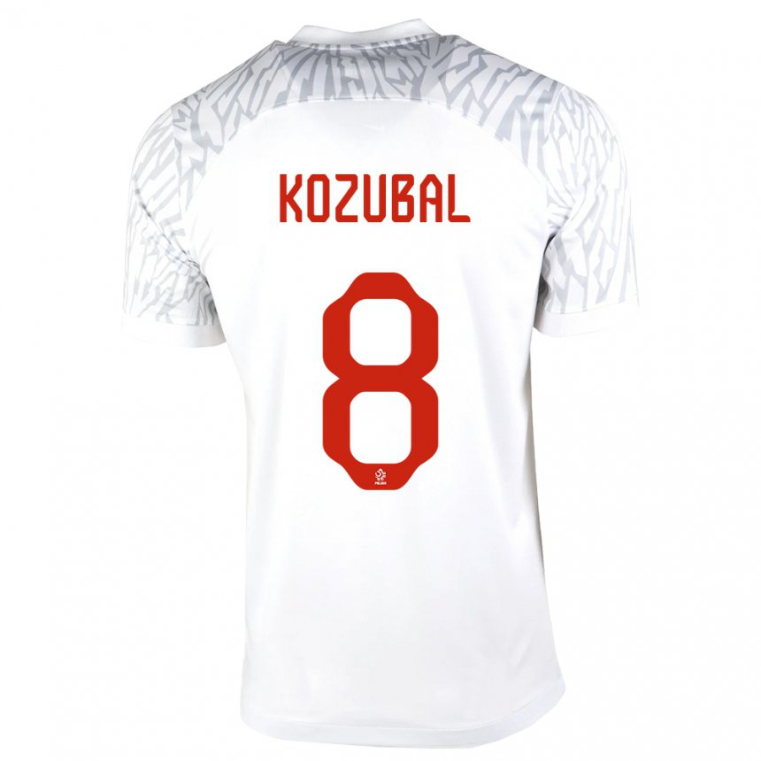 Femme Maillot Pologne Antoni Kozubal #8 Blanc Tenues Domicile 22-24 T-shirt Suisse