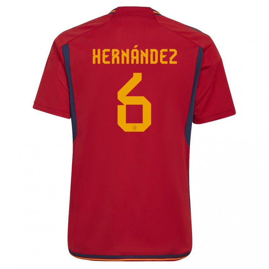 Femme Maillot Espagne Gerard Hernandez #6 Rouge Tenues Domicile 22-24 T-shirt Suisse