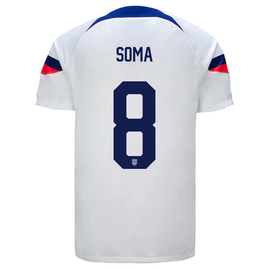 Femme Maillot États-unis Pedro Soma #8 Blanc Tenues Domicile 22-24 T-shirt Suisse