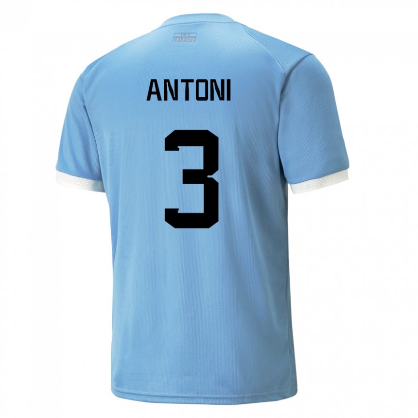 Femme Maillot Uruguay Mateo Antoni #3 Bleu Tenues Domicile 22-24 T-shirt Suisse