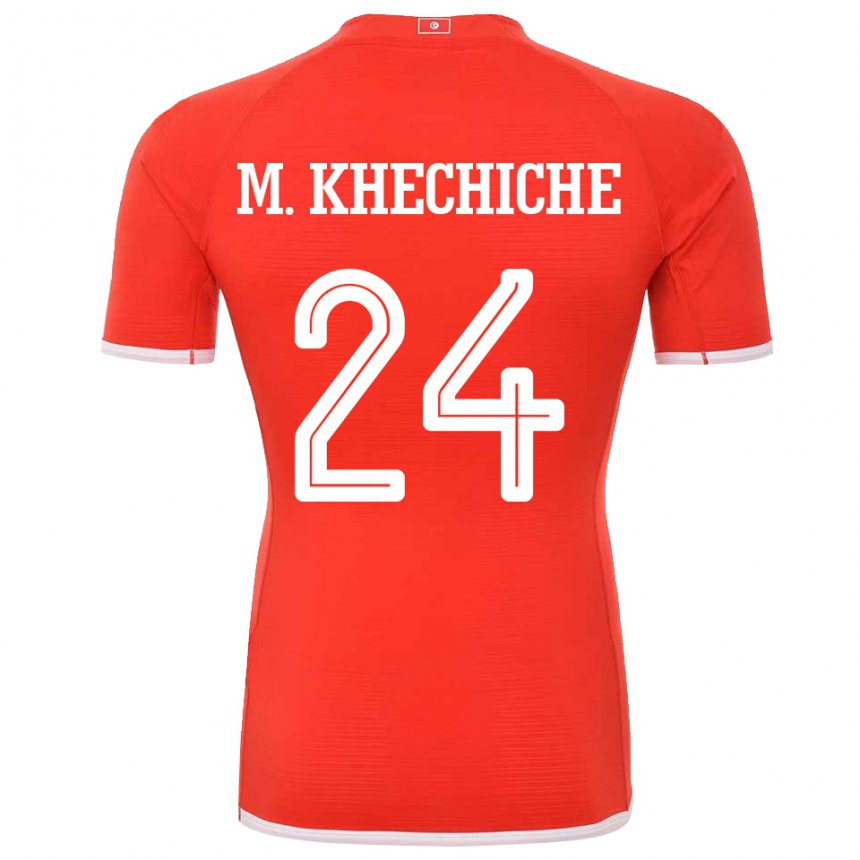 Femme Maillot Tunisie Mohamed Amine Khechiche #24 Rouge Tenues Domicile 22-24 T-shirt Suisse