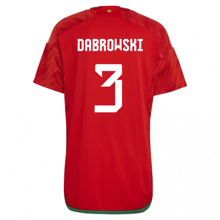 Femme Maillot Pays De Galles Sebastian Dabrowski #3 Rouge Tenues Domicile 22-24 T-shirt Suisse