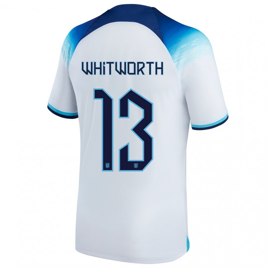 Femme Maillot Angleterre Joseph Whitworth #13 Blanc Bleu  Tenues Domicile 22-24 T-shirt Suisse