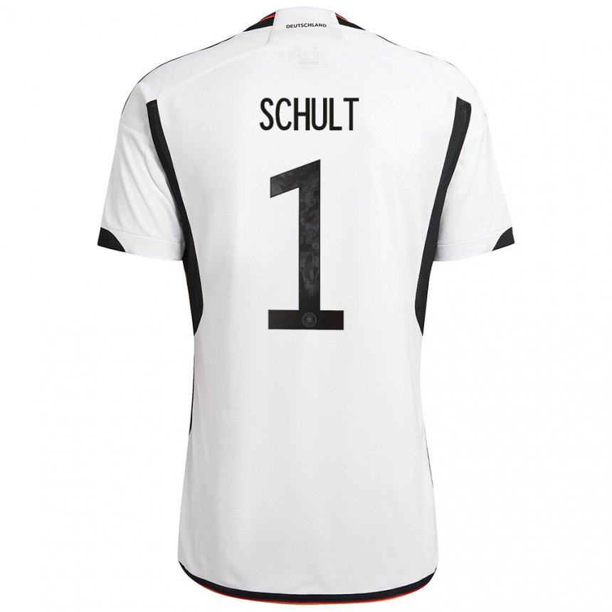 Femme Maillot Allemagne Almuth Schult #1 Blanc Noir Tenues Domicile 22-24 T-shirt Suisse