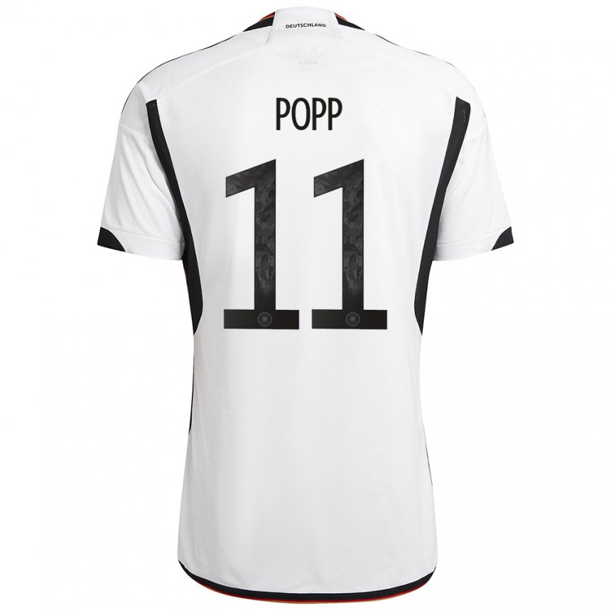 Femme Maillot Allemagne Alexandra Popp #11 Blanc Noir Tenues Domicile 22-24 T-shirt Suisse
