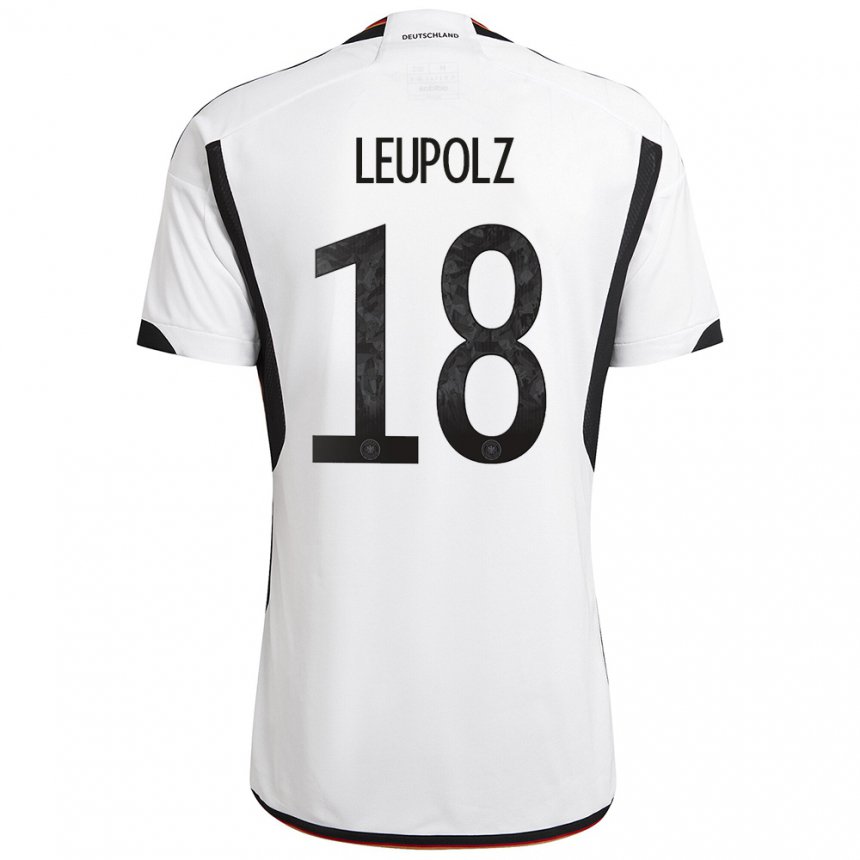 Femme Maillot Allemagne Melanie Leupolz #18 Blanc Noir Tenues Domicile 22-24 T-shirt Suisse