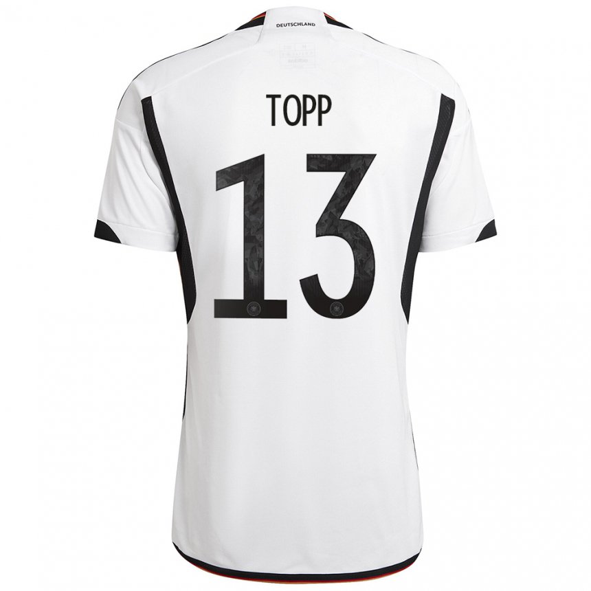 Femme Maillot Allemagne Keke Topp #13 Blanc Noir Tenues Domicile 22-24 T-shirt Suisse