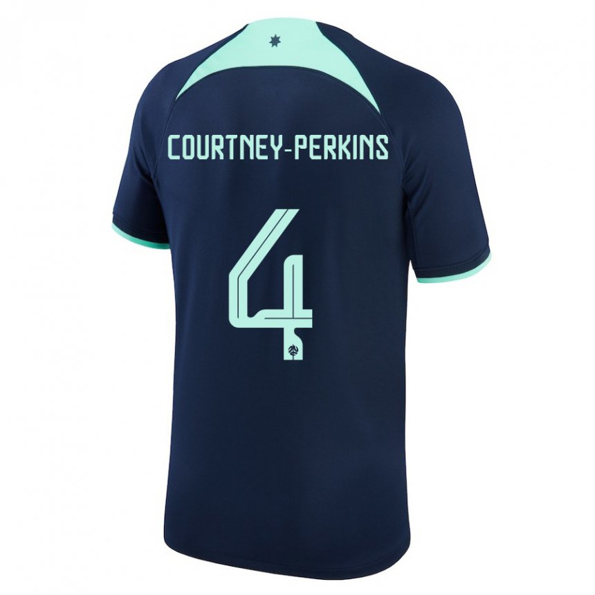 Damen Australische Jordan Courtney Perkins #4 Dunkelblau Auswärtstrikot Trikot 22-24 T-shirt Schweiz