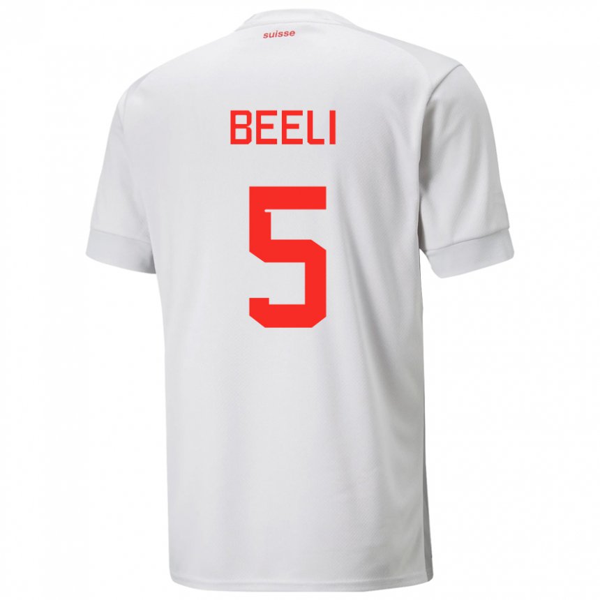 Femme Maillot Suisse Mischa Beeli #5 Blanc Tenues Extérieur 22-24 T-shirt Suisse