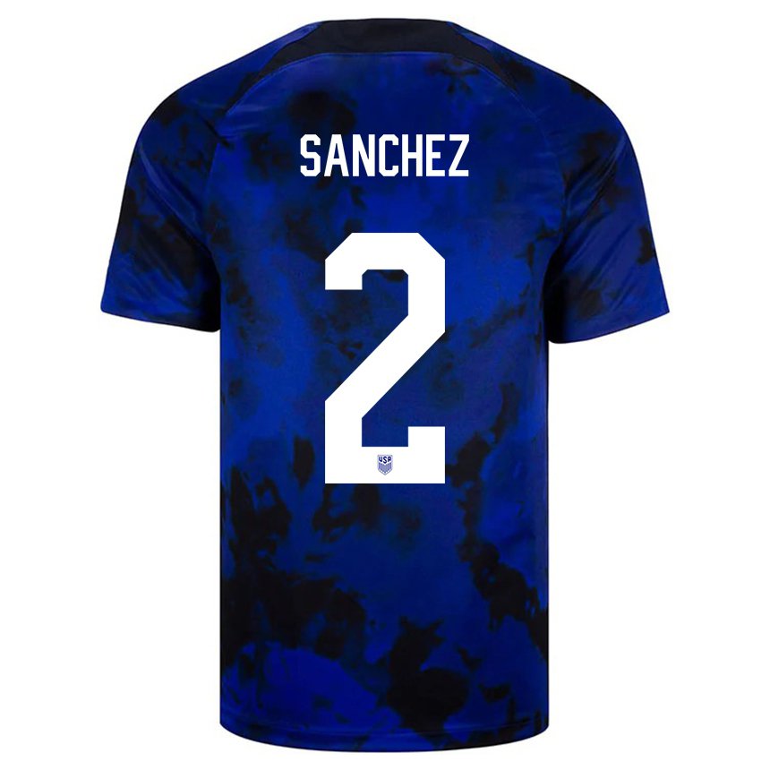 Femme Maillot États-unis Ashley Sanchez #2 Bleu Royal Tenues Extérieur 22-24 T-shirt Suisse