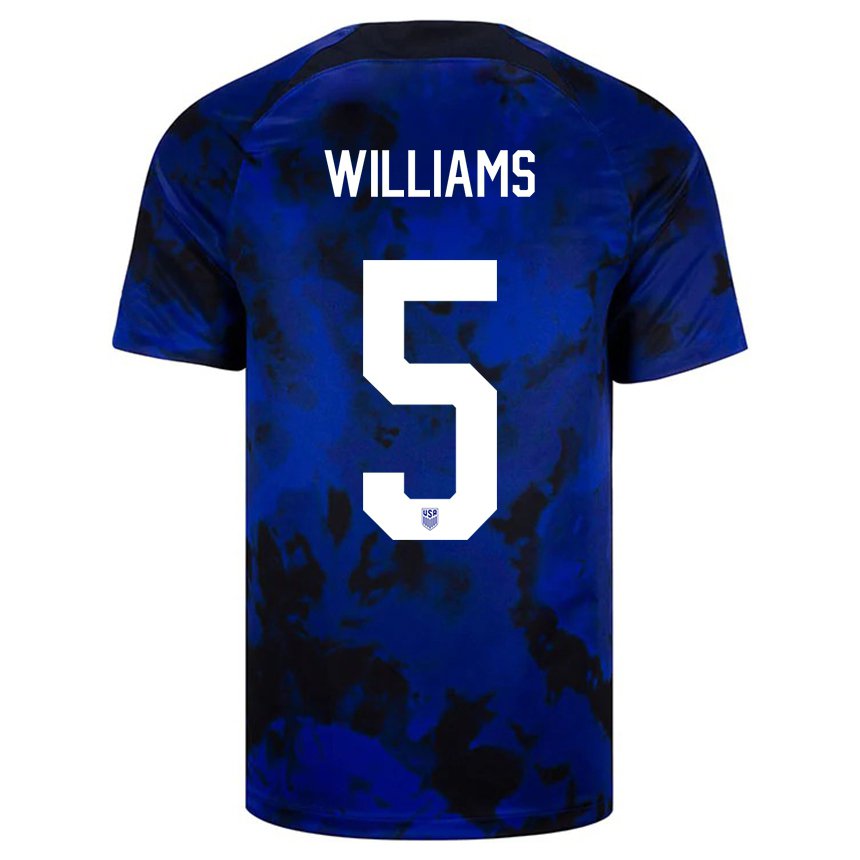 Femme Maillot États-unis Thomas Williams #5 Bleu Royal Tenues Extérieur 22-24 T-shirt Suisse