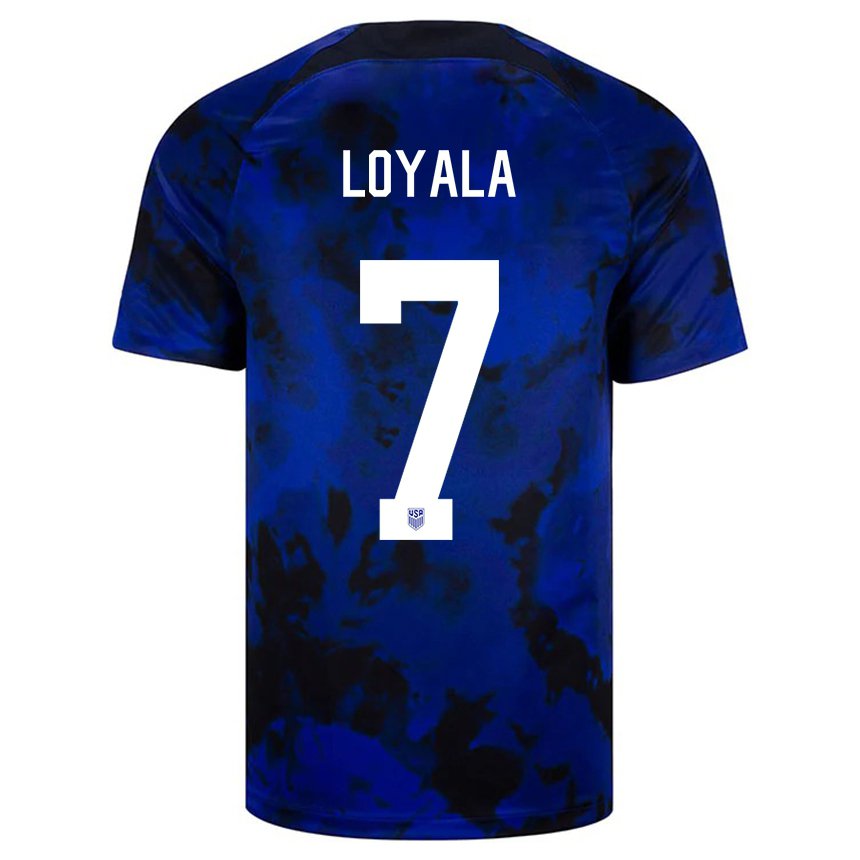 Femme Maillot États-unis Favian Loyala #7 Bleu Royal Tenues Extérieur 22-24 T-shirt Suisse