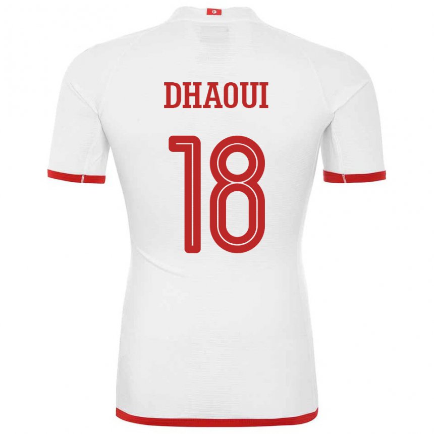 Damen Tunesische Mouhamed Dhaoui #18 Weiß Auswärtstrikot Trikot 22-24 T-shirt Schweiz