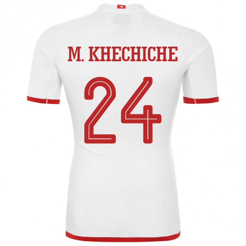 Femme Maillot Tunisie Mohamed Amine Khechiche #24 Blanc Tenues Extérieur 22-24 T-shirt Suisse
