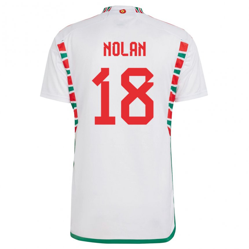Femme Maillot Pays De Galles Kylie Nolan #18 Blanc Tenues Extérieur 22-24 T-shirt Suisse