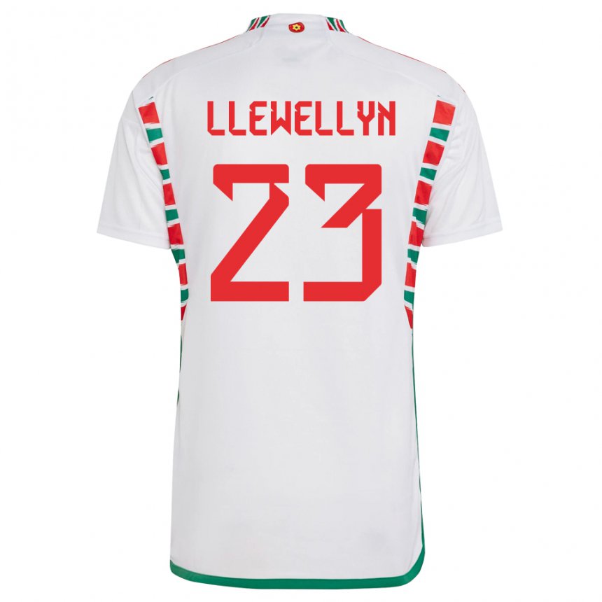 Damen Walisische Ffion Llewellyn #23 Weiß Auswärtstrikot Trikot 22-24 T-shirt Schweiz
