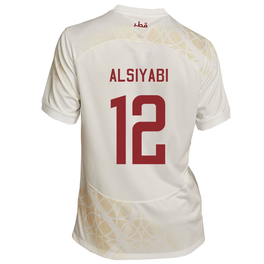 Femme Maillot Qatar Shaima Alsiyabi #12 Beige Doré Tenues Extérieur 22-24 T-shirt Suisse