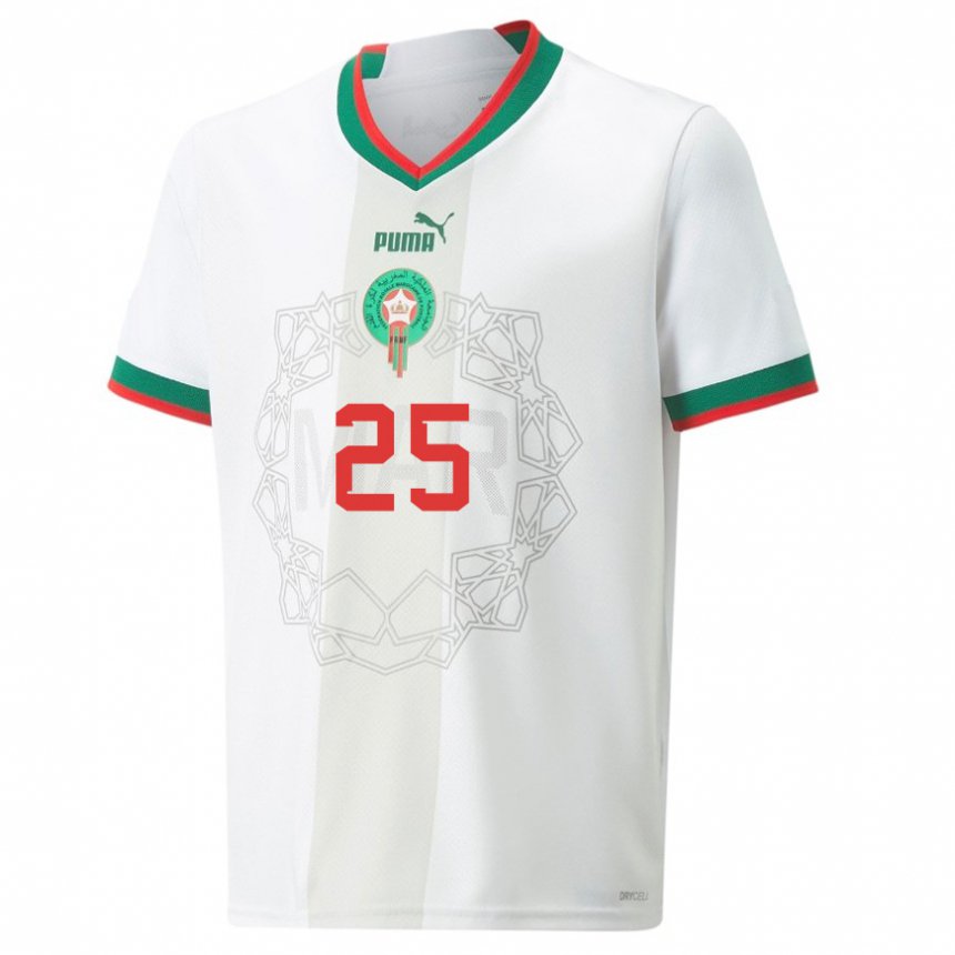 Femme Maillot Maroc Chaymaa Mourtaji #25 Blanc Tenues Extérieur 22-24 T-shirt Suisse