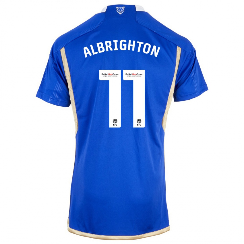 Enfant Maillot Marc Albrighton #11 Bleu Tenues Domicile 2023/24 T-Shirt Suisse
