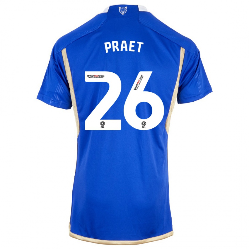 Enfant Maillot Dennis Praet #26 Bleu Tenues Domicile 2023/24 T-Shirt Suisse