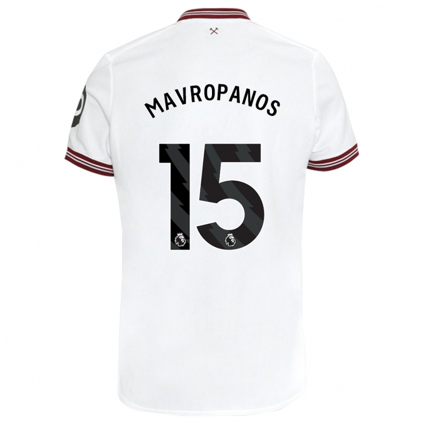 Enfant Maillot Konstantinos Mavropanos #15 Blanc Tenues Extérieur 2023/24 T-Shirt Suisse