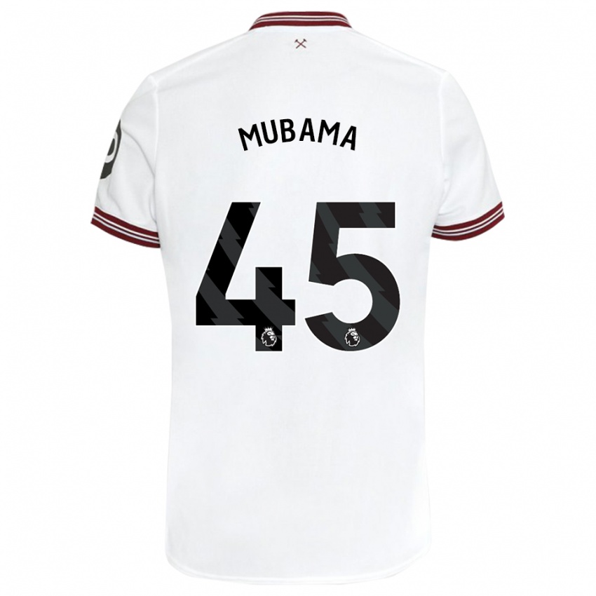 Enfant Maillot Divin Mubama #45 Blanc Tenues Extérieur 2023/24 T-Shirt Suisse