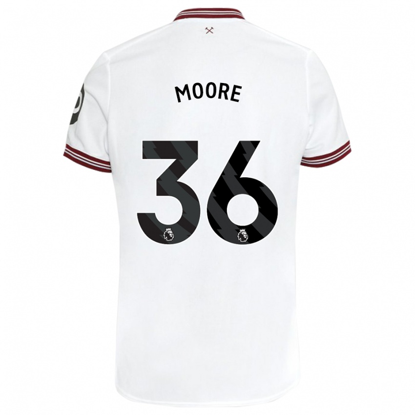 Enfant Maillot Sean Moore #36 Blanc Tenues Extérieur 2023/24 T-Shirt Suisse