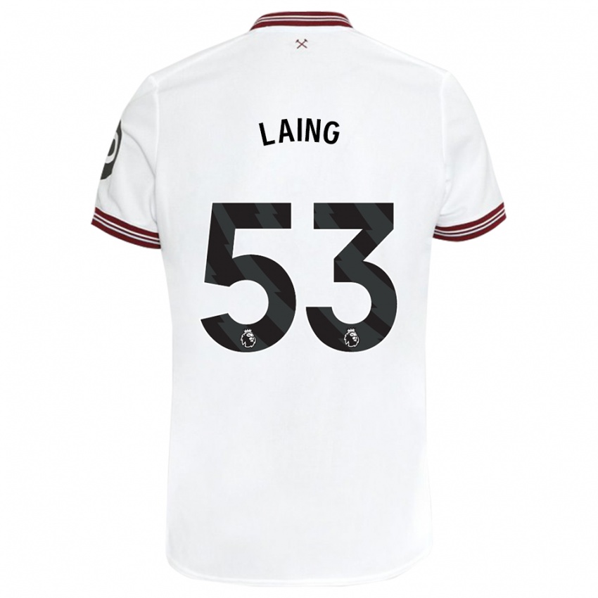 Enfant Maillot Levi Laing #53 Blanc Tenues Extérieur 2023/24 T-Shirt Suisse