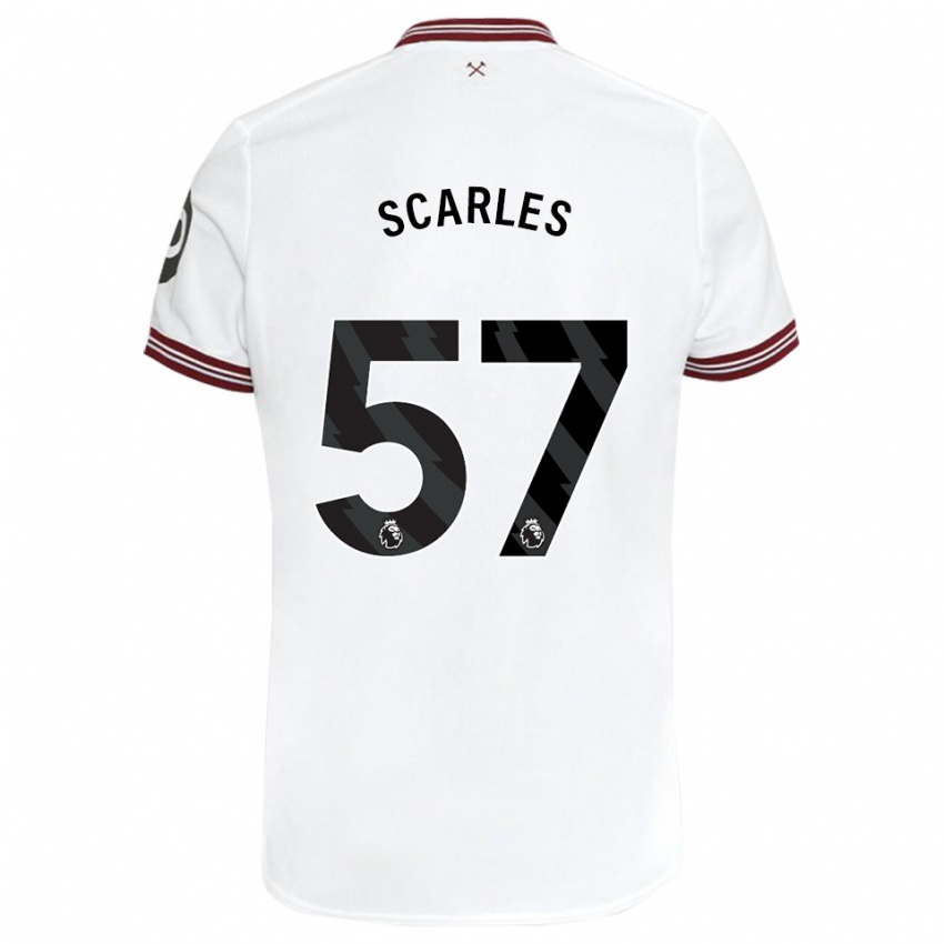 Enfant Maillot Oliver Scarles #57 Blanc Tenues Extérieur 2023/24 T-Shirt Suisse