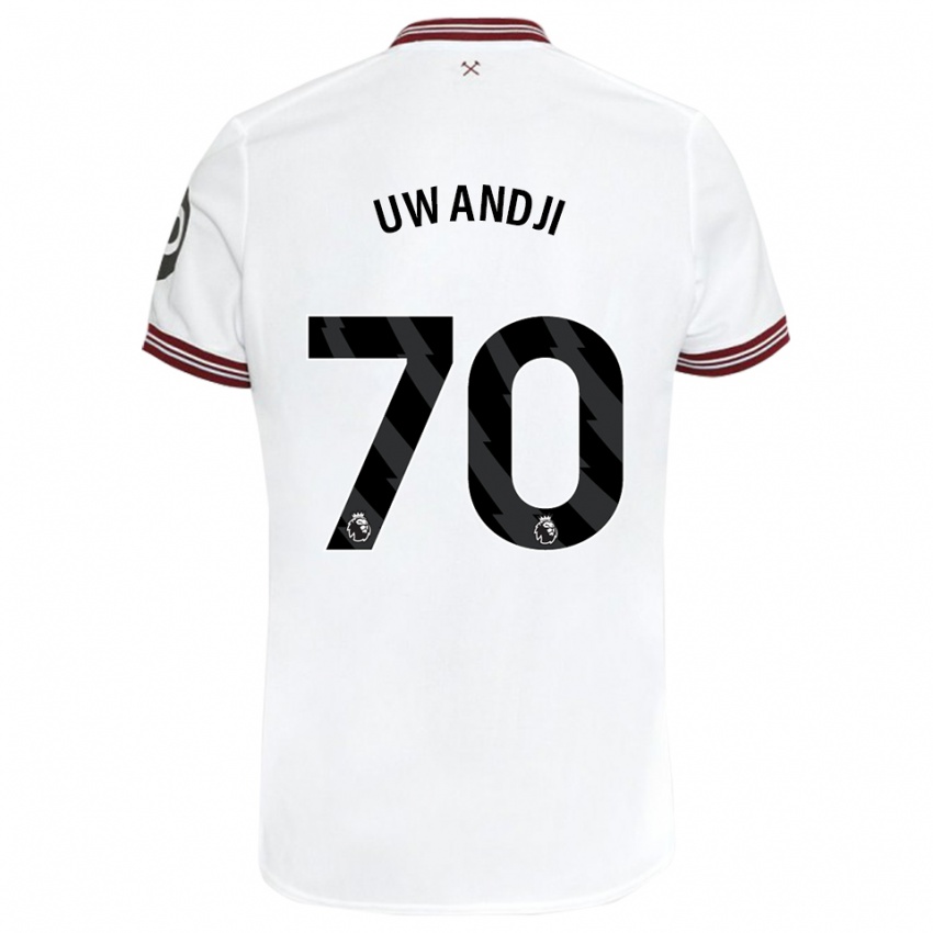 Enfant Maillot Blaise Uwandji #70 Blanc Tenues Extérieur 2023/24 T-Shirt Suisse
