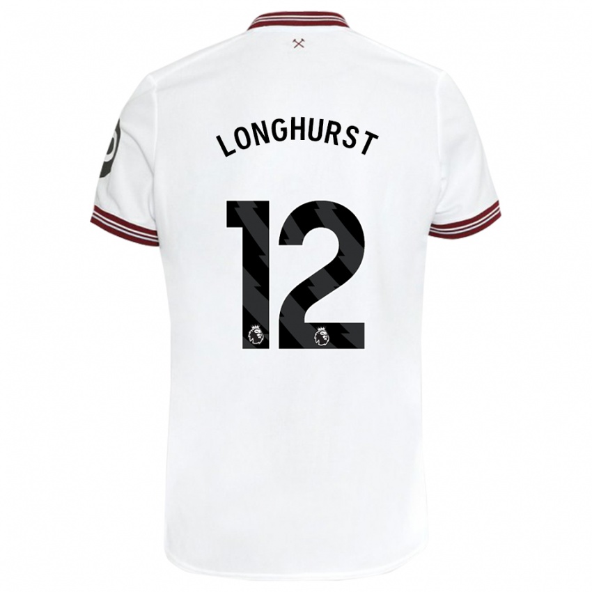 Enfant Maillot Kate Longhurst #12 Blanc Tenues Extérieur 2023/24 T-Shirt Suisse