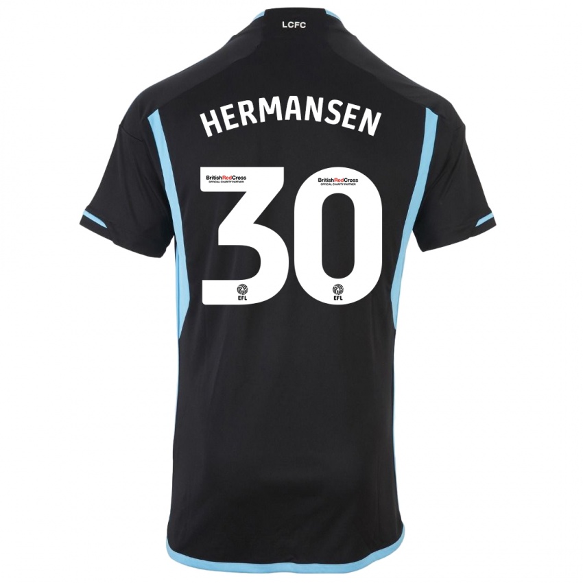 Kinder Mads Hermansen #30 Schwarz Auswärtstrikot Trikot 2023/24 T-Shirt Schweiz