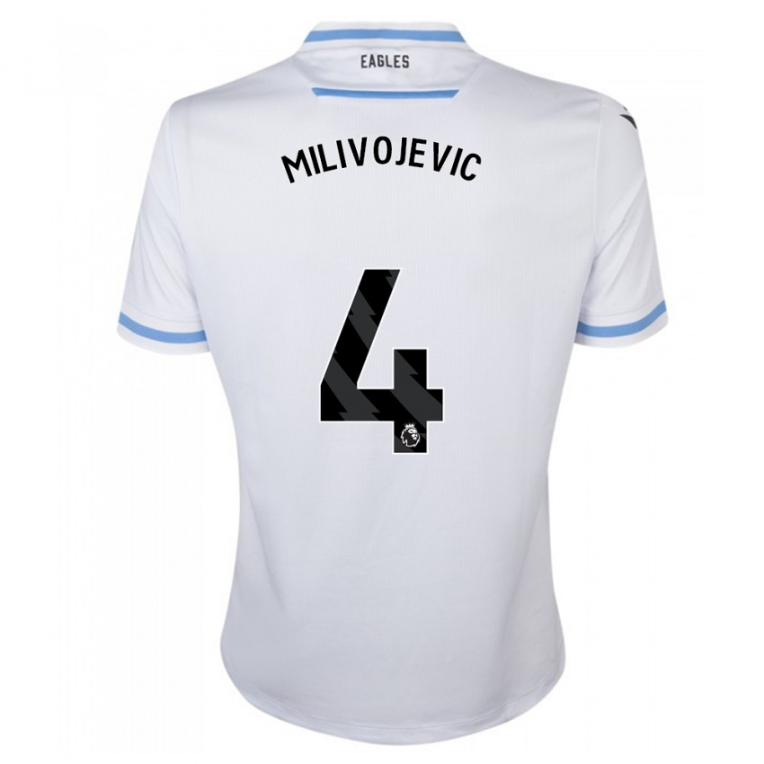 Enfant Maillot Luka Milivojevic #4 Blanc Tenues Extérieur 2023/24 T-Shirt Suisse